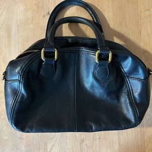 Small black leather satchel